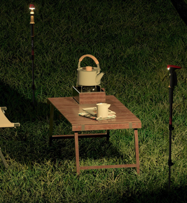 GUITORCH Trail Back Trekkingstavar – Lätta med LED-ljus för säker vandring & friluftsliv