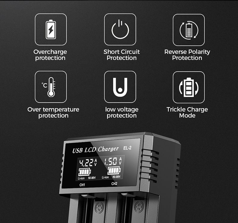 Mångsidig USB LCD Batteriladdare 18650 laddare 3.7V uppladdningsbart batteri effektiv laddning och kompatibilitet