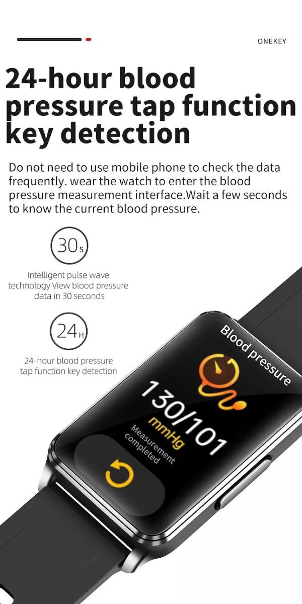 EP02 Blodsocker Smartklocka med ECG, HRV, puls, temperatur, 1,57 tums HD vattentät smartarmband och fitness tracker