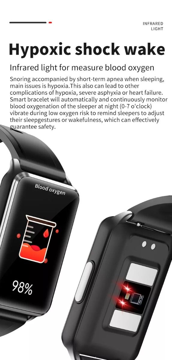 EP02 Blodsocker Smartklocka med ECG, HRV, puls, temperatur, 1,57 tums HD vattentät smartarmband och fitness tracker