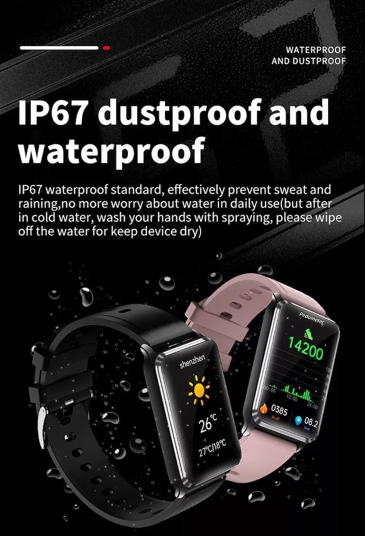 EP02 Blodsocker Smartklocka med ECG, HRV, puls, temperatur, 1,57 tums HD vattentät smartarmband och fitness tracker