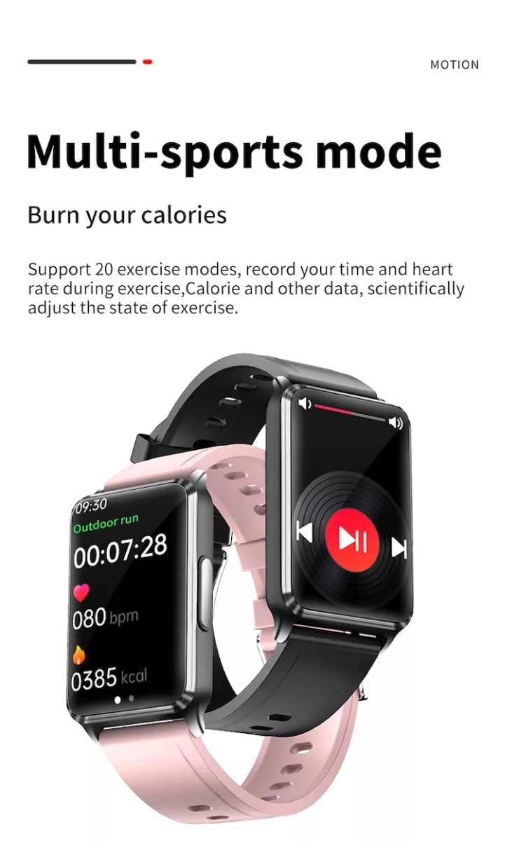 EP02 Blodsocker Smartklocka med ECG, HRV, puls, temperatur, 1,57 tums HD vattentät smartarmband och fitness tracker