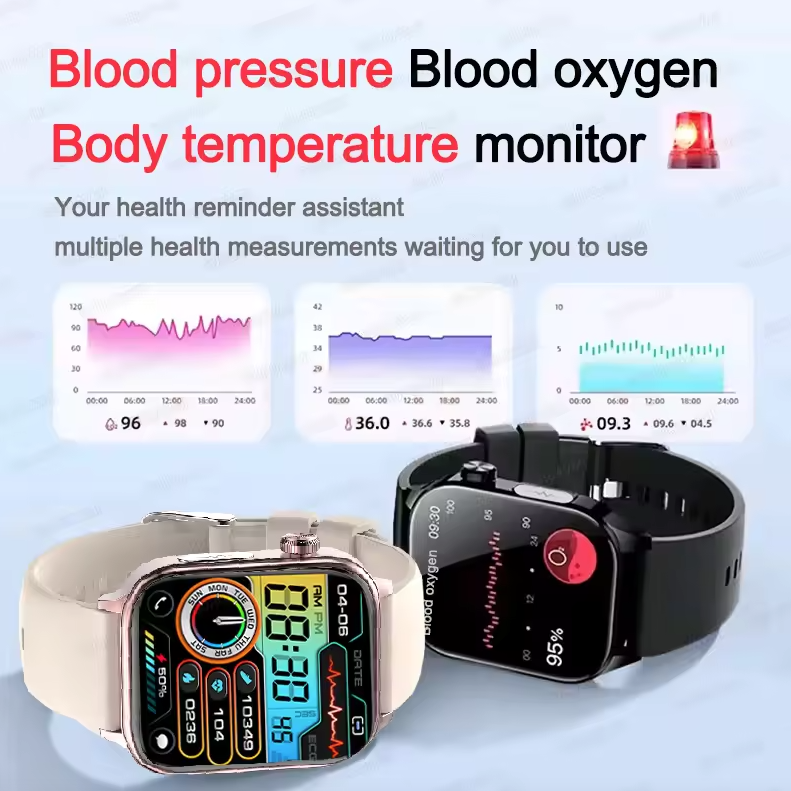 ET585 Smartklocka för män/kvinnor: EKG, PPG & AI Hälsoanalys. Blodfetter, blodtryck, puls!