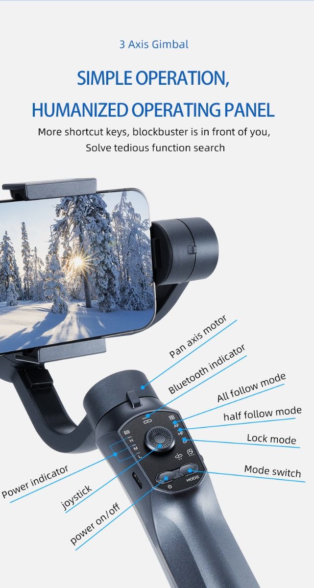 F10 Pro Stabilizer 3-axlig telefon gimbal för mobilfilmskapande och fotografering användarvänlig design