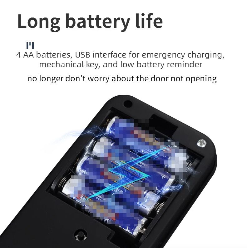 Elektroniskt smart dörrlås med biometriskt fingeravtryckslås för nyckellös inpassering och säker åtkomst