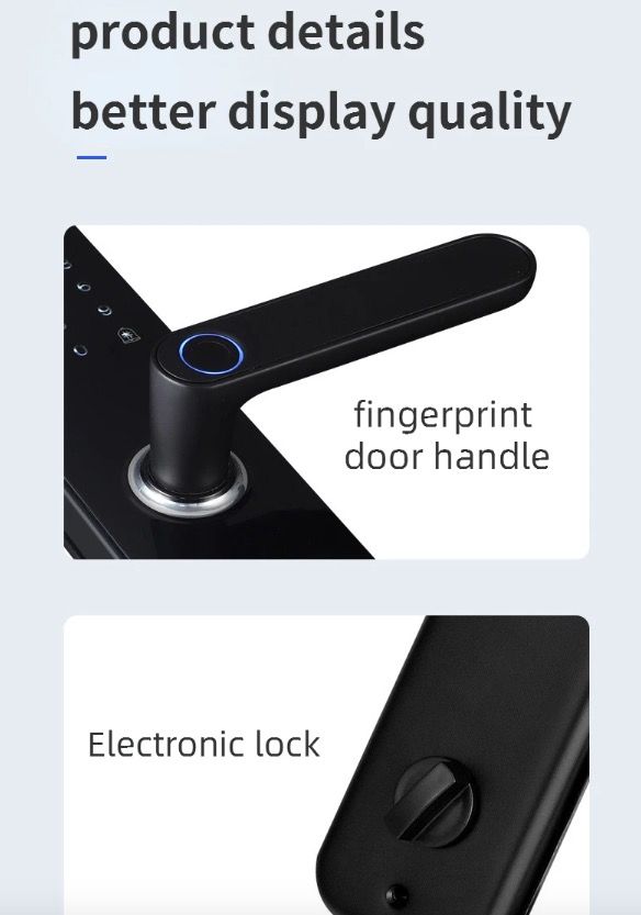 Elektroniskt smart dörrlås med biometriskt fingeravtryckslås för nyckellös inpassering och säker åtkomst