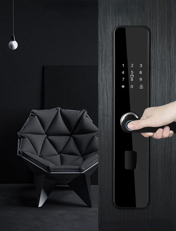 Elektroniskt smart dörrlås med biometriskt fingeravtryckslås för nyckellös inpassering och säker åtkomst