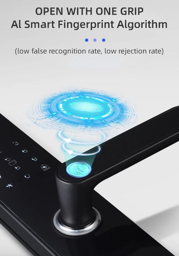 Elektroniskt smart dörrlås med biometriskt fingeravtryckslås för nyckellös inpassering och säker åtkomst