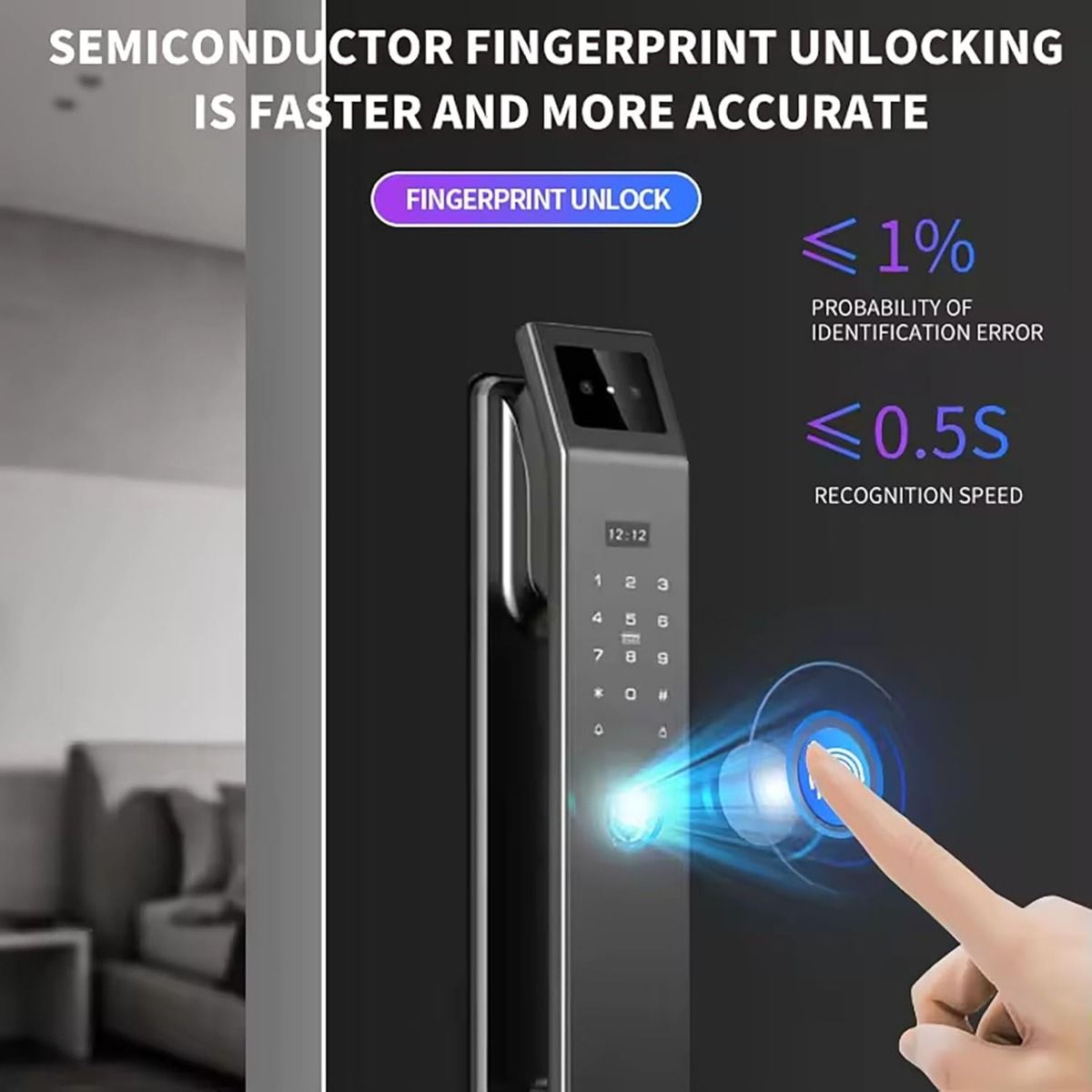 3D-ansiktsigenkänning upplåsning digitalt dörrlås med kamera fingeravtryck lösenord upplåsning nyckellöst elektroniskt dörrlås