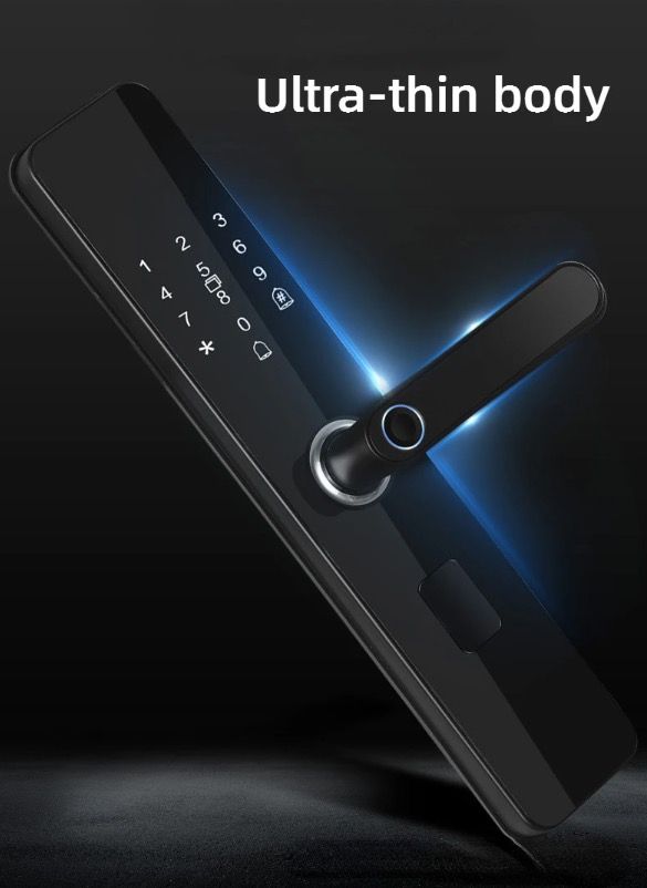 Elektroniskt smart dörrlås med biometriskt fingeravtryckslås för nyckellös inpassering och säker åtkomst