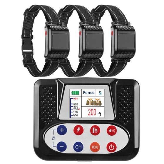Trådlöst Elektroniskt Stängsel Smart Hundträningsenhet med Färgskärm 2-i-1 Anti-Skällande Elektrisk Stötkrage