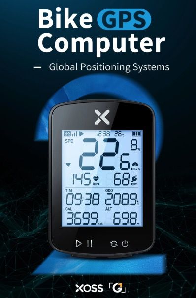 XOSS G+ G2 Cykeldator GPS-generation trådlös hastighetsmätare spårare med anpassningsbar display och pulssensor