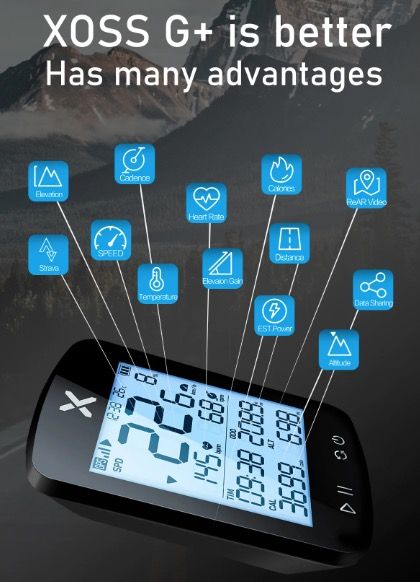 XOSS G+ G2 Cykeldator GPS-generation trådlös hastighetsmätare spårare med anpassningsbar display och pulssensor