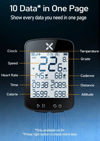 XOSS G+ G2 Cykeldator GPS-generation trådlös hastighetsmätare spårare med anpassningsbar display och pulssensor