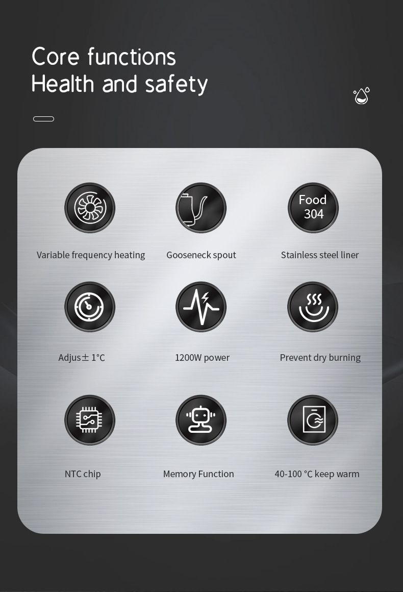 Elektrisk Svanhalsvattenkokare med Realtidstemperaturkontroll Elegant Design Perfekt för Te och Kaffe Bryggning