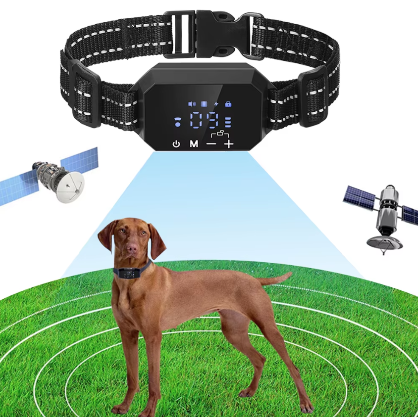 GPS Trådlöst Hundstängsel Husdjurssäkerhetslösning med Elektrisk Stöt Human Träningslägen Enkel Installation