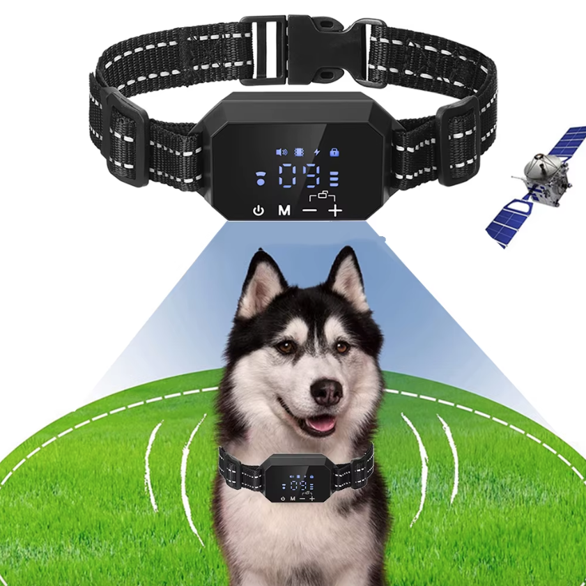 GPS Trådlöst Hundstängsel Husdjurssäkerhetslösning med Elektrisk Stöt Human Träningslägen Enkel Installation