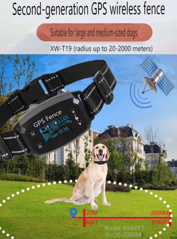 Avancerat GPS trådlöst hundstängselsystem med OLED-skärm Stor område täckning Enkel installation Förbättrad säkerhet