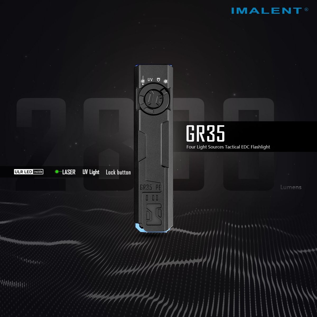 IMALENT GR35 2800 Lumen LED EDC Ficklampa (Grön)