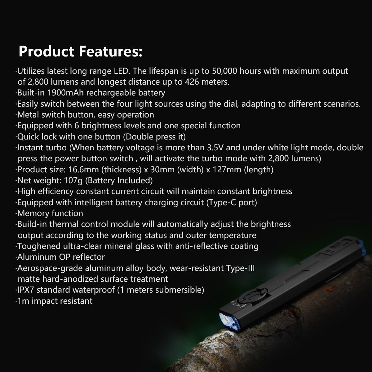 IMALENT GR35 2800 Lumen LED EDC Ficklampa (Grön)