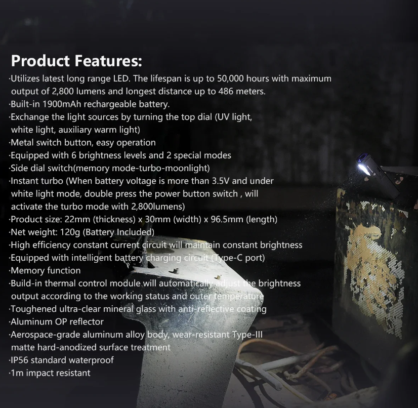 IMALENT GR36 EDC Ficklampa | 2800 Lumen, Type-C Uppladdningsbar & Magnetisk | Superljus & Kompakt!