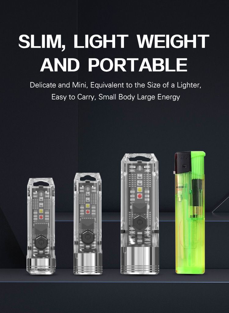 GT13 TIKI Mini Nyckelringslykta 1000 Lumen USB-uppladdningsbar Portabel belysning för camping och vardagsbruk