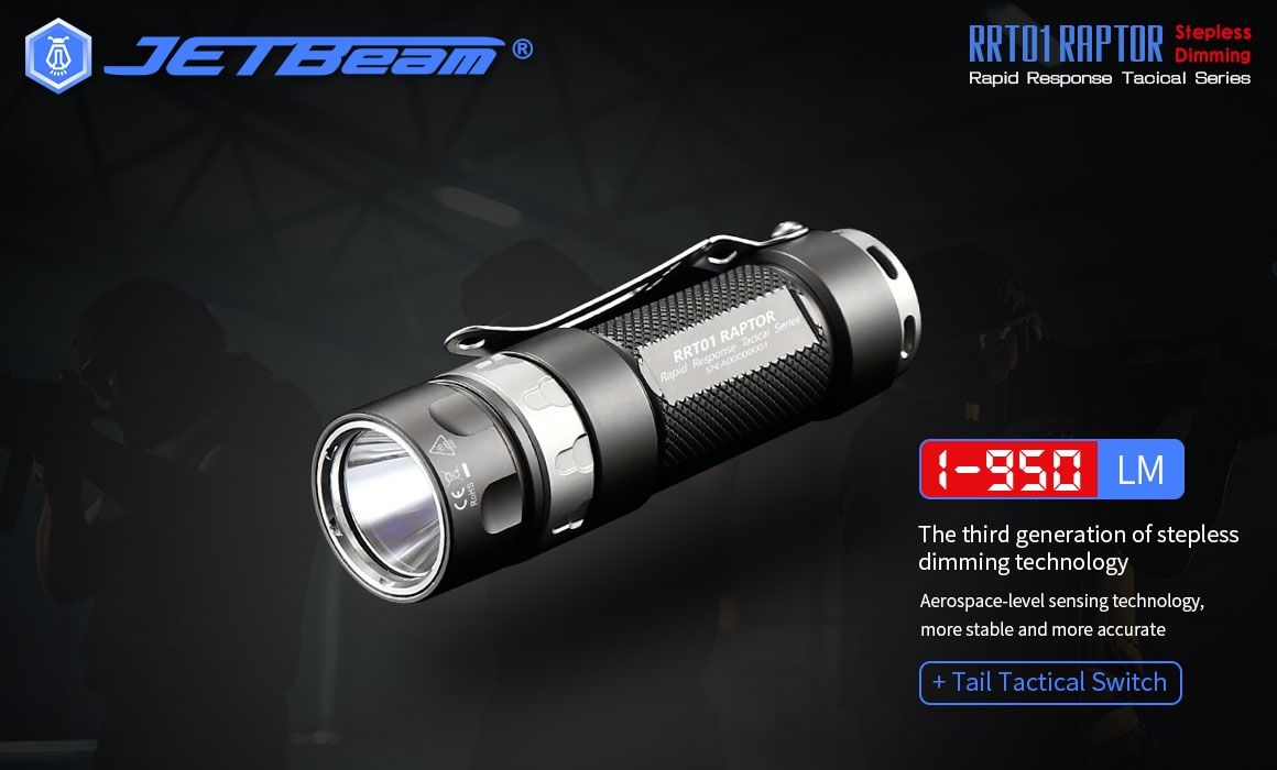 JETBeam JET-RRT01 XP-L 950 Lumen LED EDC Ficklampa Hållbar Utomhusbelysning för Camping och Vandring