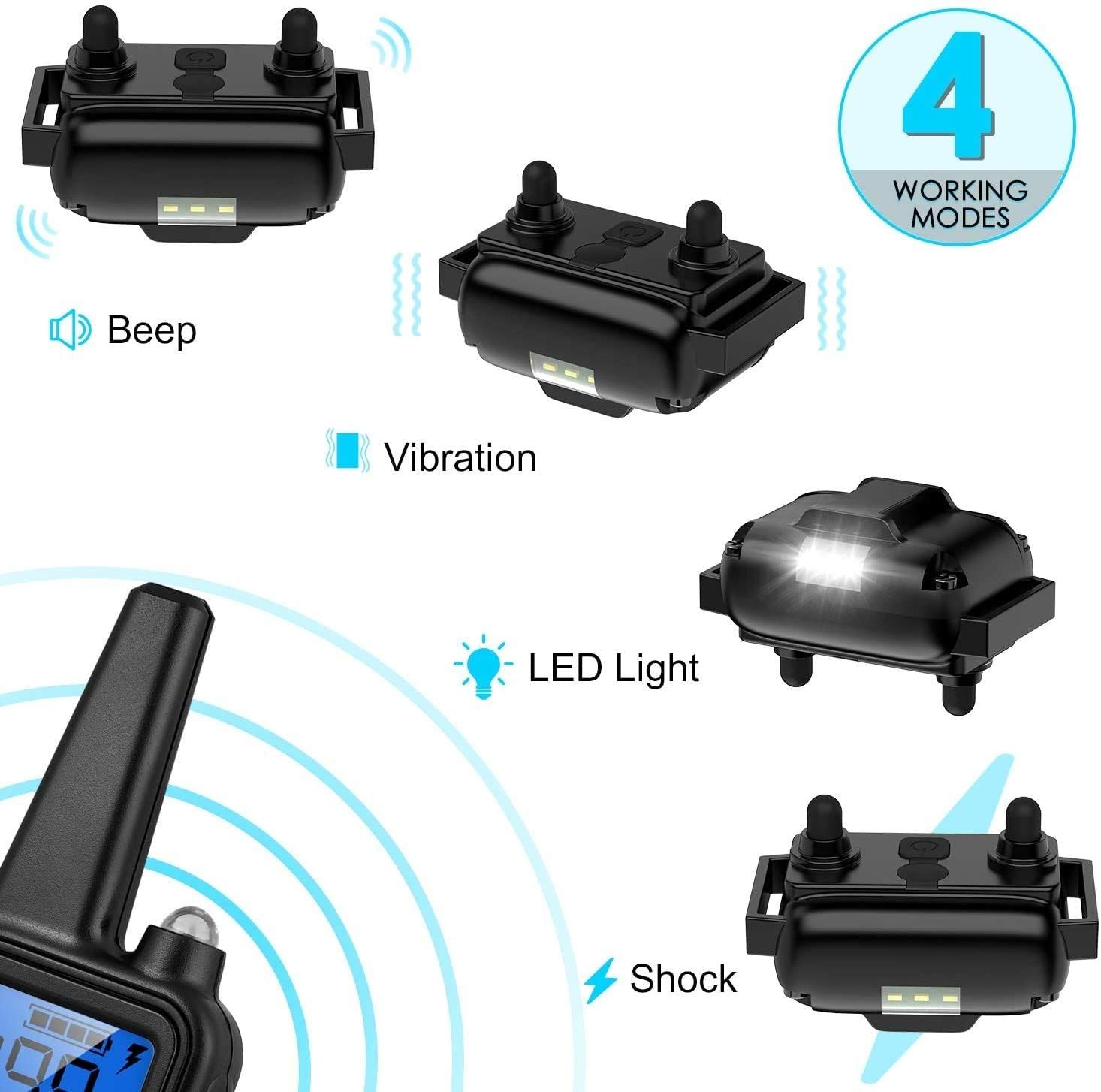 800m Elektrisk Hundträningshalsband Vattentät Hundhalsband med Hund Fjärrkontroll Justerbara Träningsnivåer