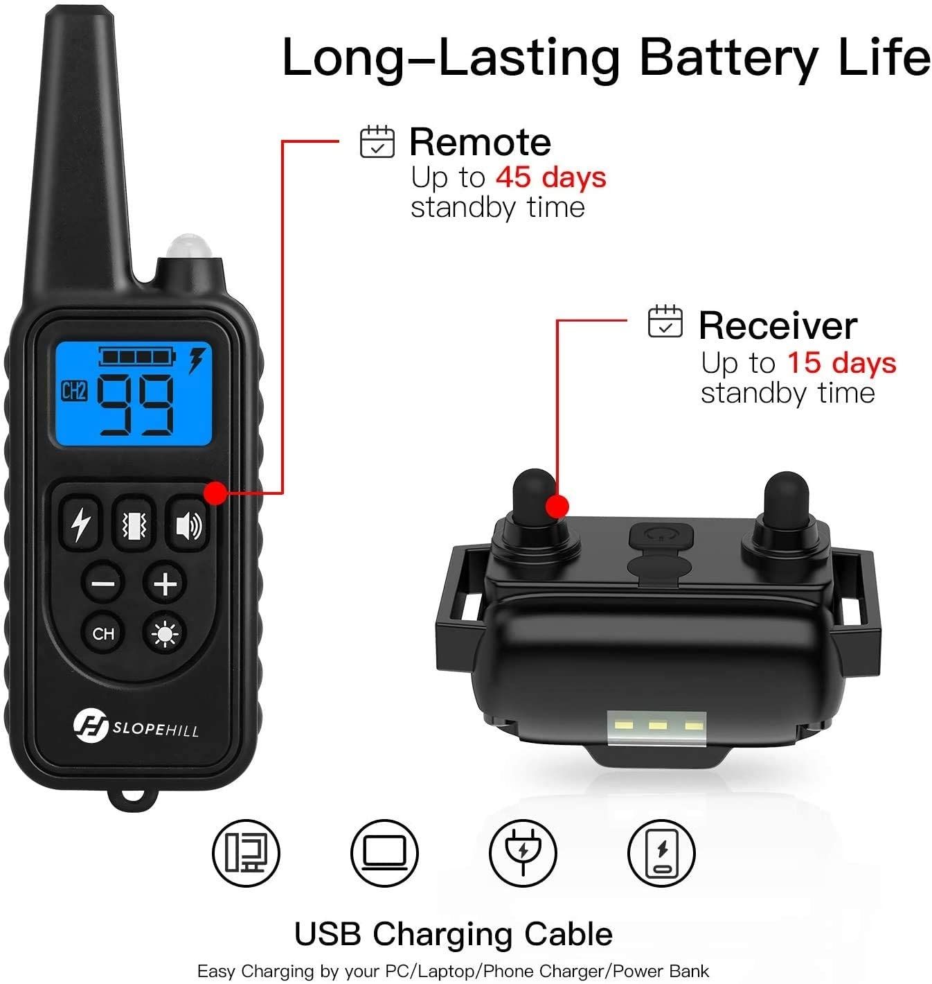 800m Elektrisk Hundträningskrage Vattentät Uppladdningsbar LCD-skärm Justerbara chocknivåer Fjärrkontroll