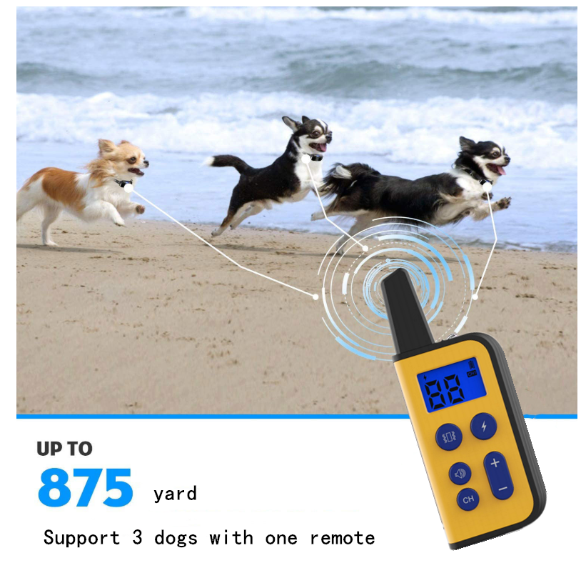 2020 Ny Elektrisk Hundträningshalsband 1000m Räckvidd Vattentät LCD-skärm Justerbara Stimulansnivåer