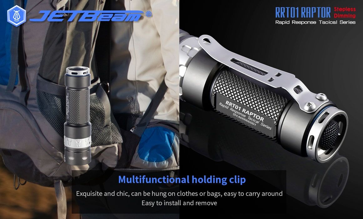 JETBeam JET-RRT01 XP-L 950 Lumen LED EDC Ficklampa Hållbar Utomhusbelysning för Camping och Vandring