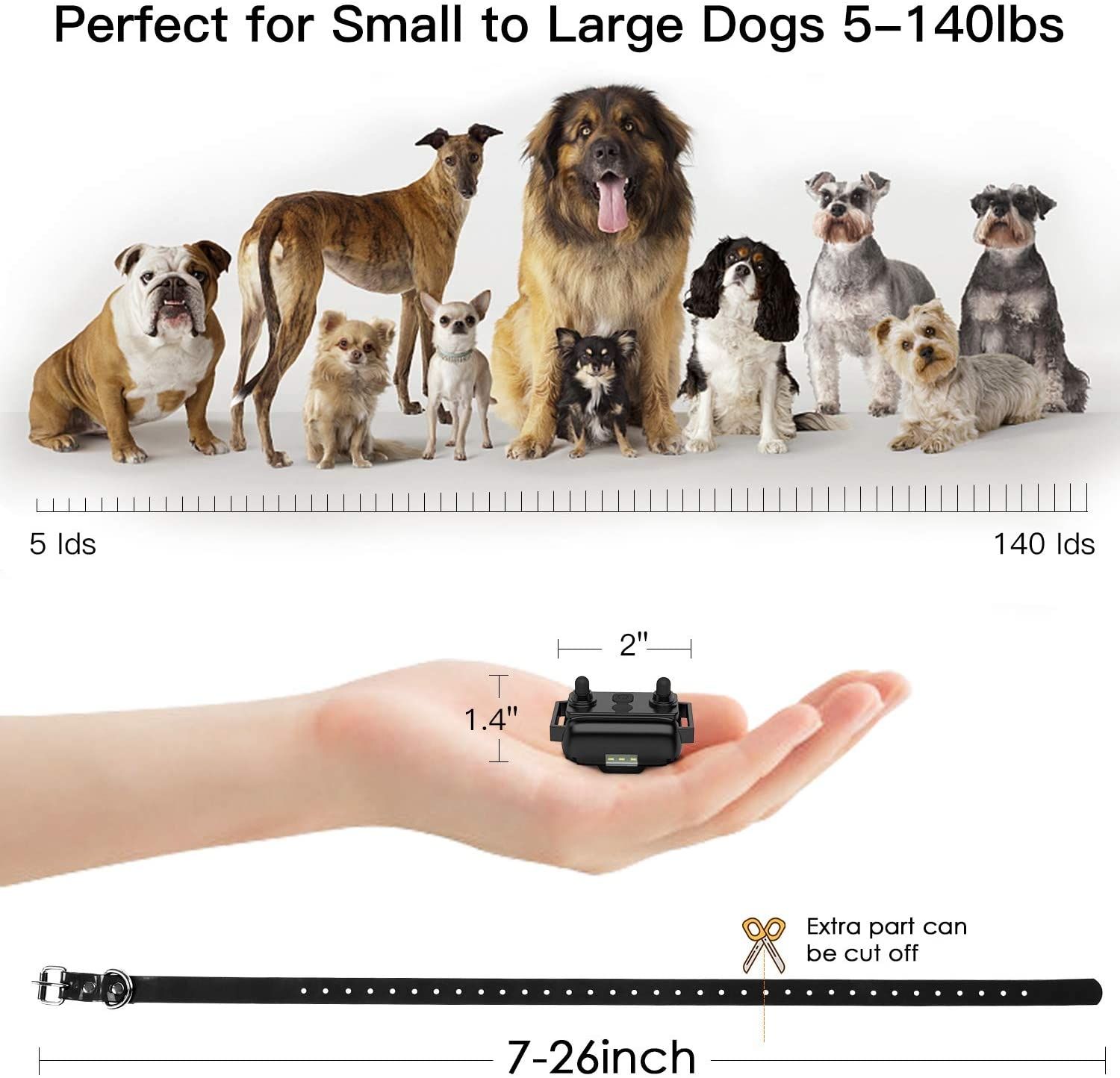 800m Elektrisk Hundträningskrage Vattentät Uppladdningsbar LCD-skärm Justerbara chocknivåer Fjärrkontroll