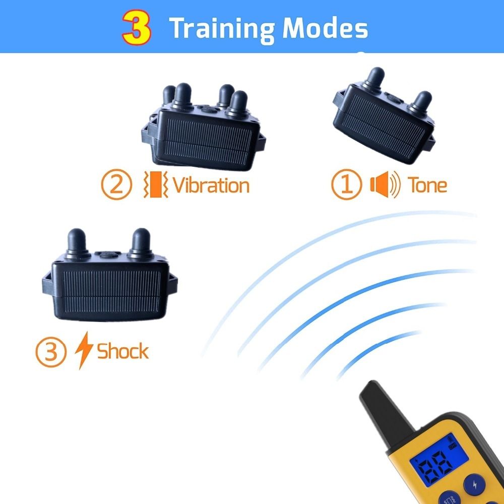 2020 Ny Elektrisk Hundträningshalsband 1000m Räckvidd Vattentät LCD-skärm Justerbara Stimulansnivåer
