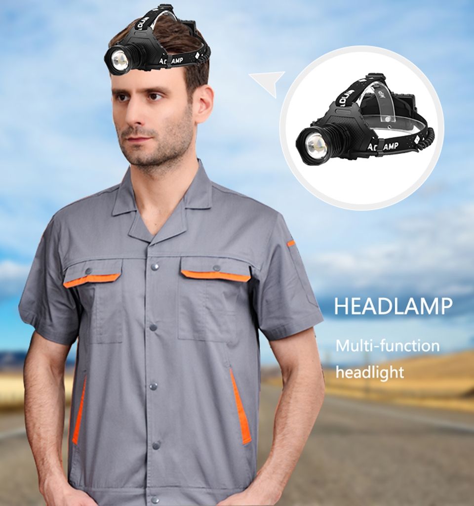 XHP70 LED-pannlampa 8000LM USB-laddningsbar utomhuslampa IPX5 vattentät justerbara lägen för camping och vandring