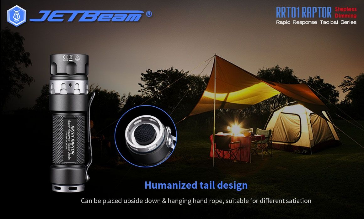JETBeam JET-RRT01 XP-L 950 Lumen LED EDC Ficklampa Hållbar Utomhusbelysning för Camping och Vandring