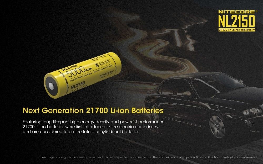NITECORE NL2150 5000mAh 3.6V 21700 laddningsbart batteri för kraftfull ficklampa, drönare, utomhusutrustning