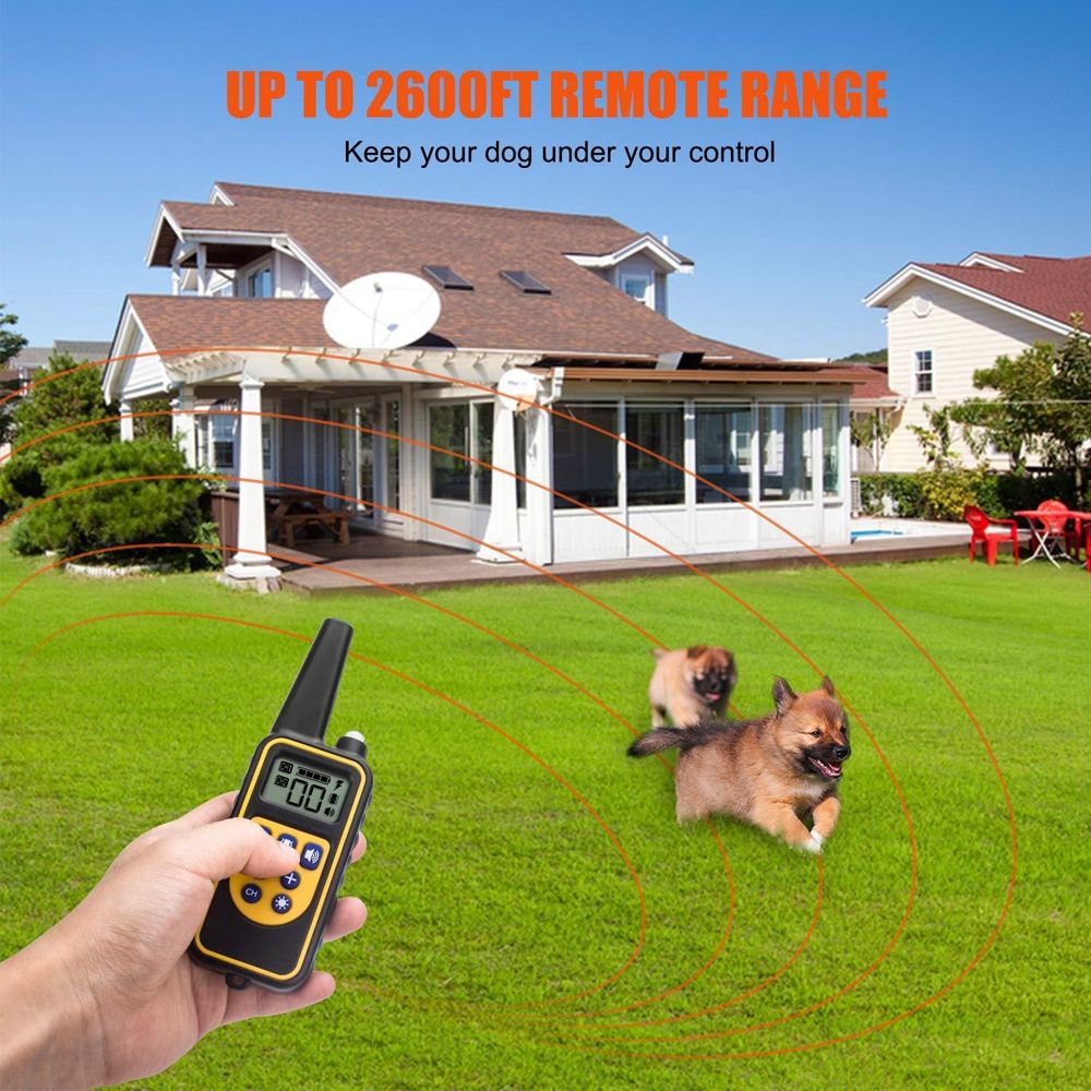 Vattentät 800yd elektrisk hundträningshalsband med LCD skärm justerbara nivåer alla storlekar chock vibrationsläge