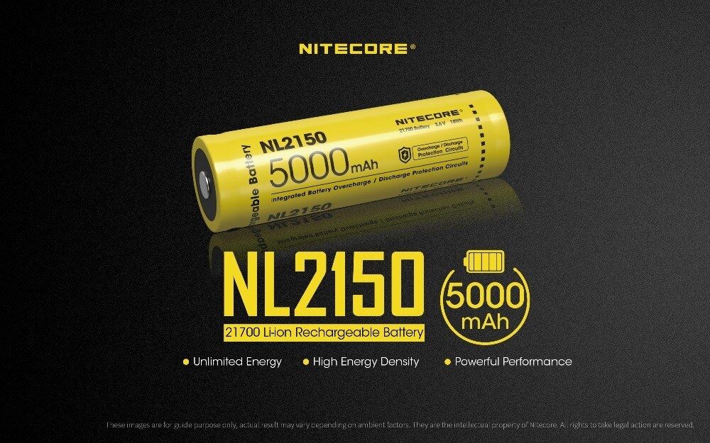 NITECORE NL2150 5000mAh 3.6V 21700 laddningsbart batteri för kraftfull ficklampa, drönare, utomhusutrustning