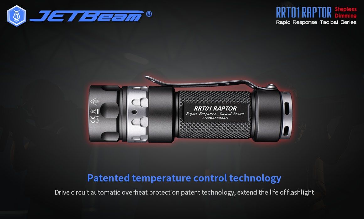JETBeam JET-RRT01 XP-L 950 Lumen LED EDC Ficklampa Hållbar Utomhusbelysning för Camping och Vandring