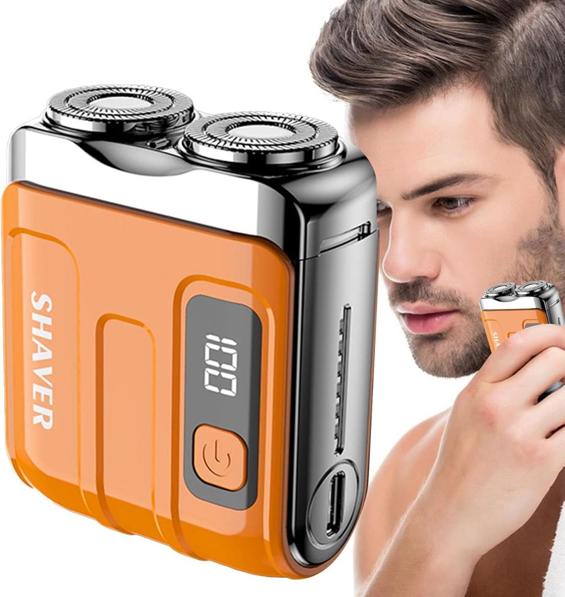 Mini Rechargeable Electric Shaver and Beard Trimmer with Digital Display, Dual Blade for Car and Home