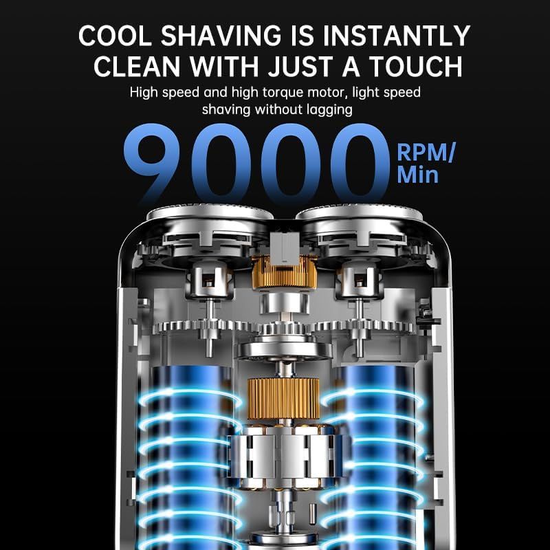Mini Rechargeable Electric Shaver and Beard Trimmer with Digital Display, Dual Blade for Car and Home