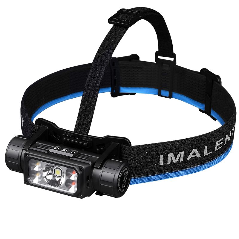 IMALENT HT70 pannlampa med trippelljuskällor 3500 lumen uppladdningsbar ergonomisk design för utomhusäventyr