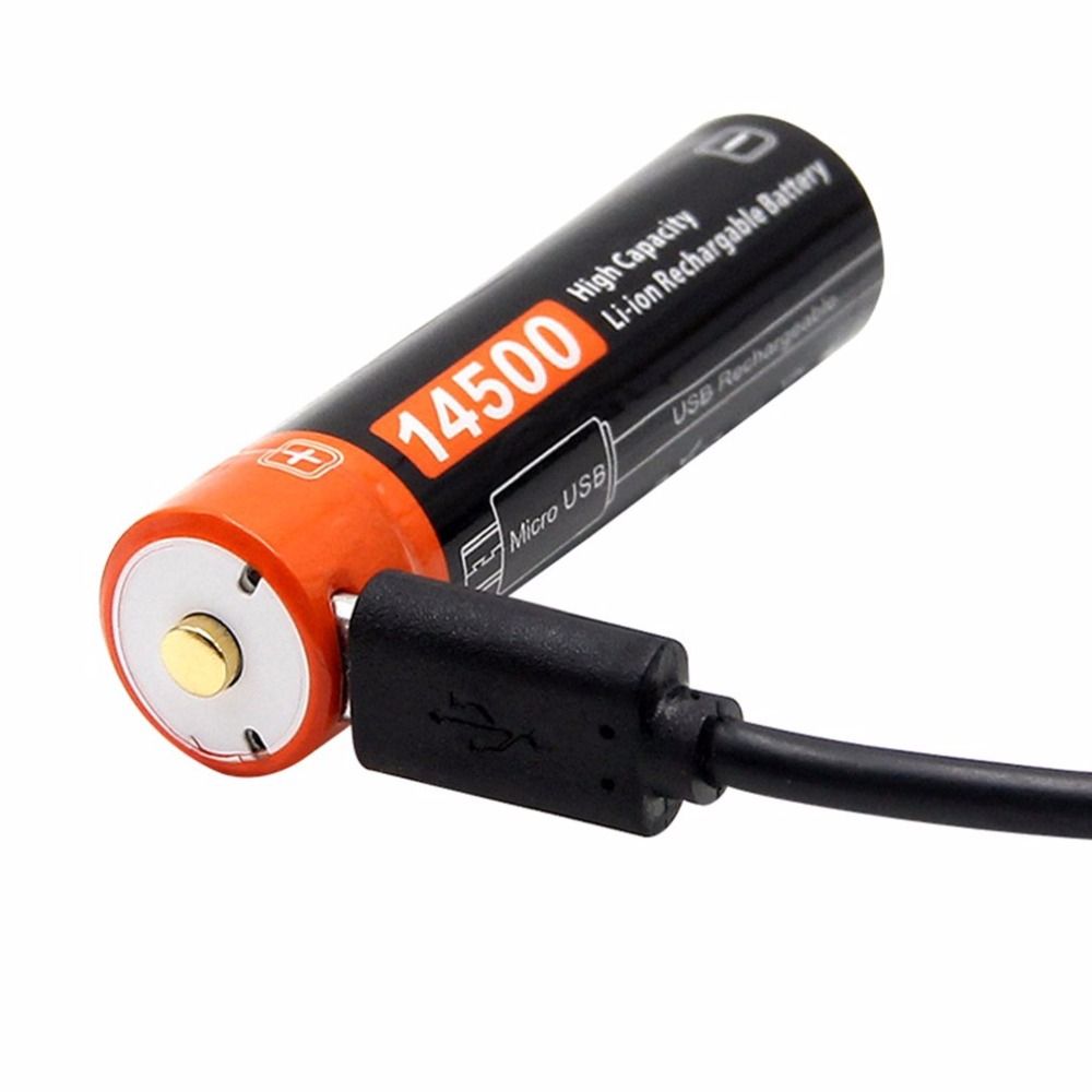 Doublepow 14500 batteri 750mAh USB-uppladdningsbart 3.7V Li-ion för elektroniska enheter och ficklampor LED