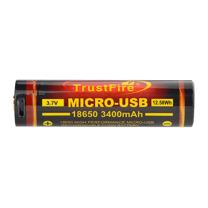 TrustFire 18650 3400mAh Micro USB laddningsbart Li-ion-batteri Hög kapacitet Miljövänlig ström för elektronik