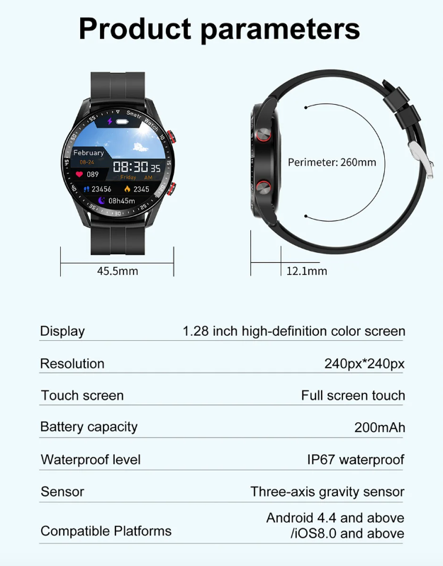 HW20 ECG+PPG Bluetooth-samtal Smartklocka