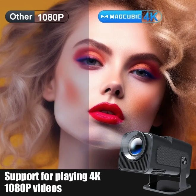 HY320 Projektor Android 11 Dual Wifi6 Portabel med 390 ANSI Lumen för Utomhusbio och Hemunderhållning