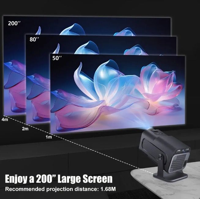 HY320 Projektor Android 11 Dual Wifi6 Portabel med 390 ANSI Lumen för Utomhusbio och Hemunderhållning