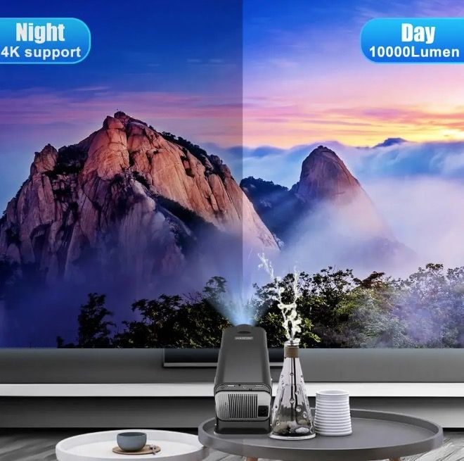 HY320 Projektor Android 11 Dual Wifi6 Portabel med 390 ANSI Lumen för Utomhusbio och Hemunderhållning