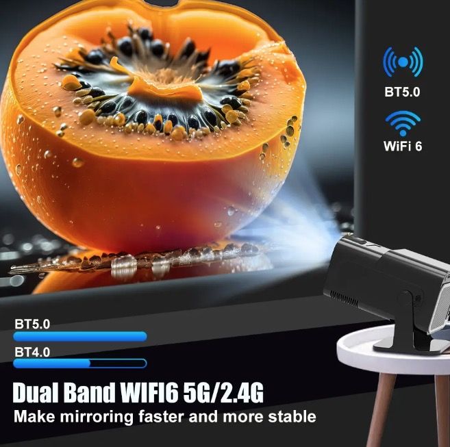 HY320 Projektor Android 11 Dual Wifi6 Portabel med 390 ANSI Lumen för Utomhusbio och Hemunderhållning