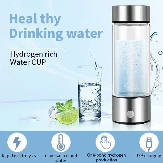 Bärbar vätgasgenerator vattenkopp med filterjonisator stilren 420ml ökar hydrering och antioxidantnivåer